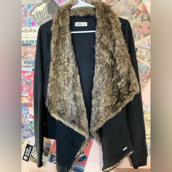 black and brown faux fur cardigan - Picture 1 of 4